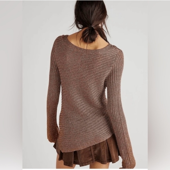 Free People Logan Metallic Bronze Sweater Sz S NWT MSRP $128 - Picture 2 of 8